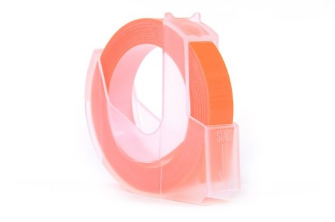 Taśma 3D JetWorld Zamiennik Dymo Białe na Fluorescencyjnym Pomarańczowym (do wytłaczania, emboss) 9mm x 3m (S0898270) (10szt.)