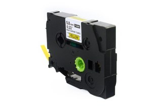 Taśma JetWorld Czarny na Żółtym Zamiennik Brother 6mm x 1.5m HSe-611 (HSE611, HS-611, HS611, HS2-611, HS2611, HSC-611, HSC611) r