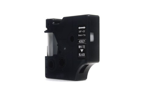 Taśma JetWorld Zamiennik Dymo D1 Biały na Czarnym 9mm x 7m LM100, LM100Plus, LM100Series, LM120P, LM280, LM300, LM350, LM350D, 