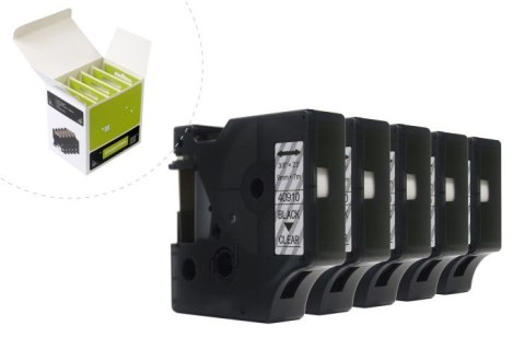 Taśma JetWorld Zamiennik Dymo D1 Czarny na Przezroczystym 9mm x 7m (5szt.) LM100, LM100Plus, LM100Series, LM120P, LM280, LM300, 