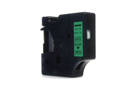 Taśma JetWorld Zamiennik Dymo D1 Czarny na Zielonym 6mm x 7m LM100, LM100+, LM200, LM300, LM400, LM420P, LM350, LM350D, LM360D, 