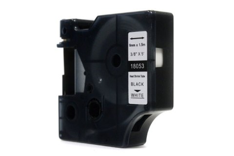 Taśma JetWorld Zamiennik Dymo Rhino Czarny na Białym (18053) rurka termokurczliwa 9mm x 1.5m