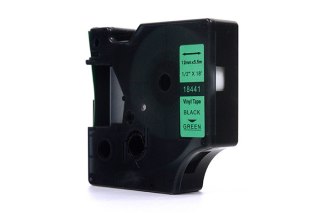 Taśma JetWorld Zamiennik Dymo Rhino Czarny na Zielonym 12mm x 5,5m Winylowa, Vinyl (18441)